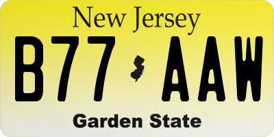 NJ license plate B77AAW