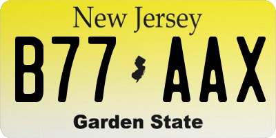 NJ license plate B77AAX