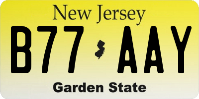 NJ license plate B77AAY