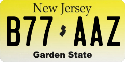 NJ license plate B77AAZ