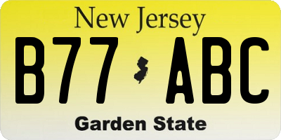NJ license plate B77ABC