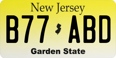 NJ license plate B77ABD