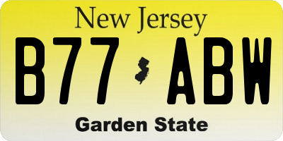 NJ license plate B77ABW