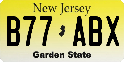 NJ license plate B77ABX