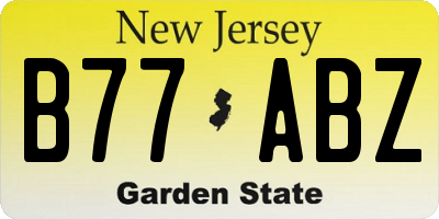 NJ license plate B77ABZ