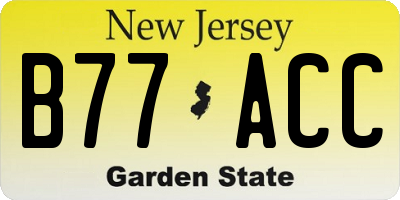 NJ license plate B77ACC