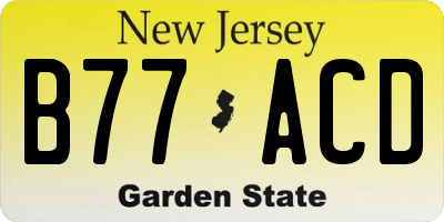 NJ license plate B77ACD
