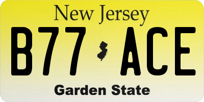 NJ license plate B77ACE