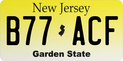 NJ license plate B77ACF