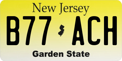NJ license plate B77ACH