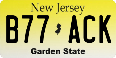 NJ license plate B77ACK