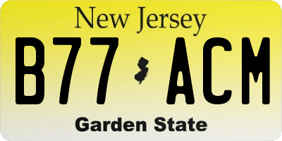 NJ license plate B77ACM