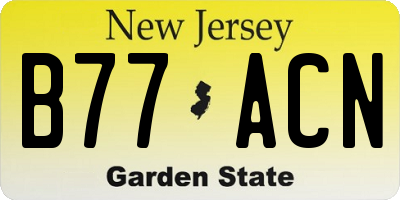 NJ license plate B77ACN