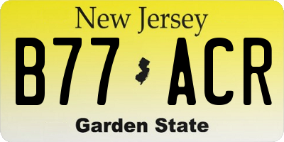 NJ license plate B77ACR