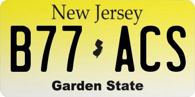 NJ license plate B77ACS