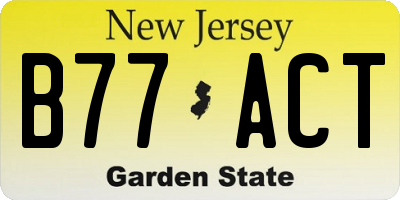 NJ license plate B77ACT