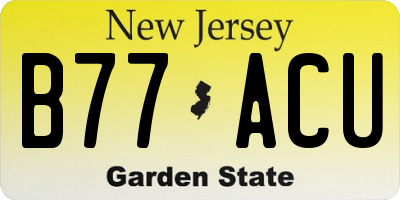 NJ license plate B77ACU