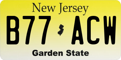 NJ license plate B77ACW