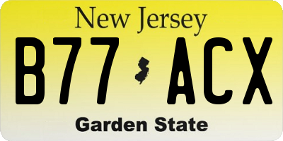 NJ license plate B77ACX