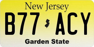 NJ license plate B77ACY