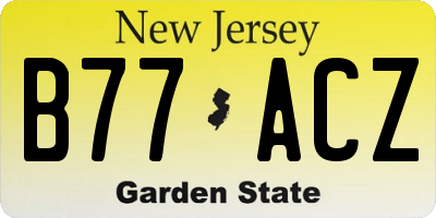 NJ license plate B77ACZ