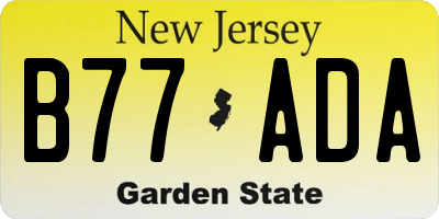 NJ license plate B77ADA