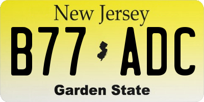 NJ license plate B77ADC