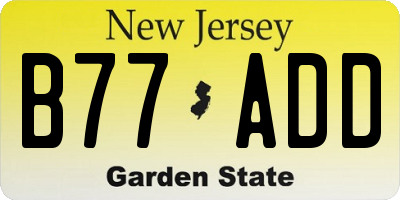 NJ license plate B77ADD
