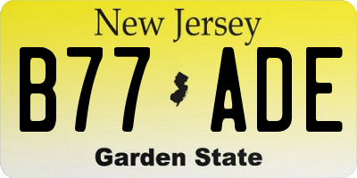 NJ license plate B77ADE