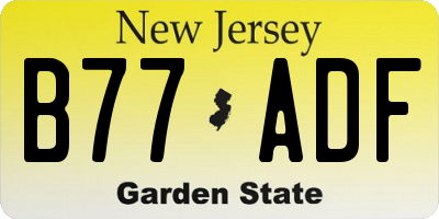 NJ license plate B77ADF