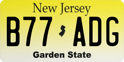 NJ license plate B77ADG