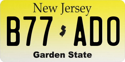 NJ license plate B77ADO