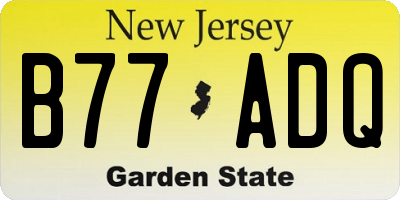 NJ license plate B77ADQ