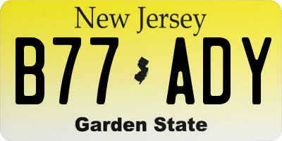 NJ license plate B77ADY