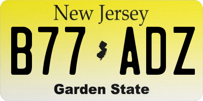 NJ license plate B77ADZ