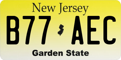 NJ license plate B77AEC