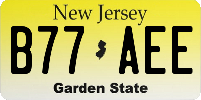 NJ license plate B77AEE