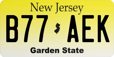 NJ license plate B77AEK