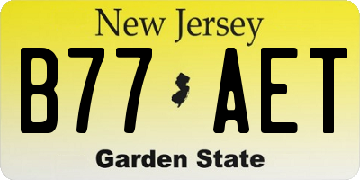 NJ license plate B77AET