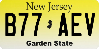 NJ license plate B77AEV