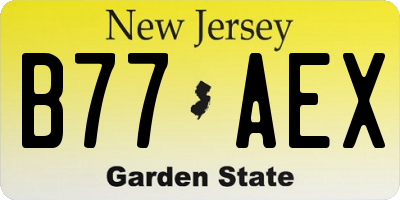 NJ license plate B77AEX