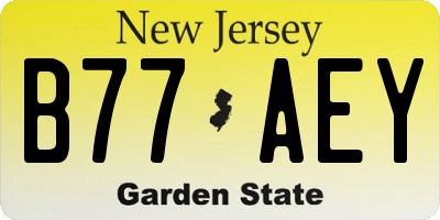 NJ license plate B77AEY