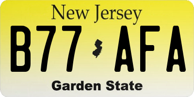 NJ license plate B77AFA