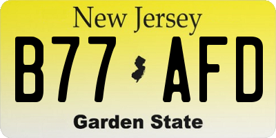 NJ license plate B77AFD