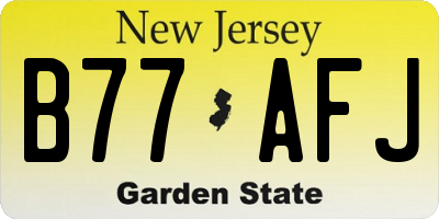 NJ license plate B77AFJ