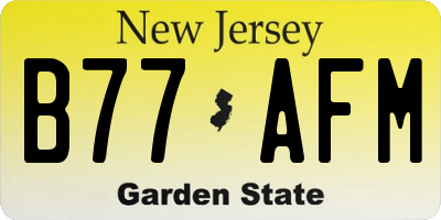 NJ license plate B77AFM