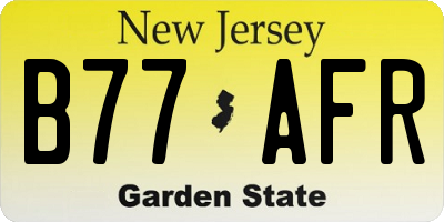 NJ license plate B77AFR