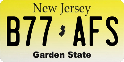 NJ license plate B77AFS