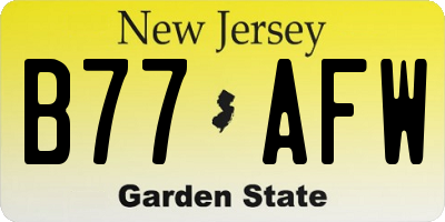 NJ license plate B77AFW