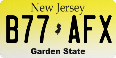 NJ license plate B77AFX